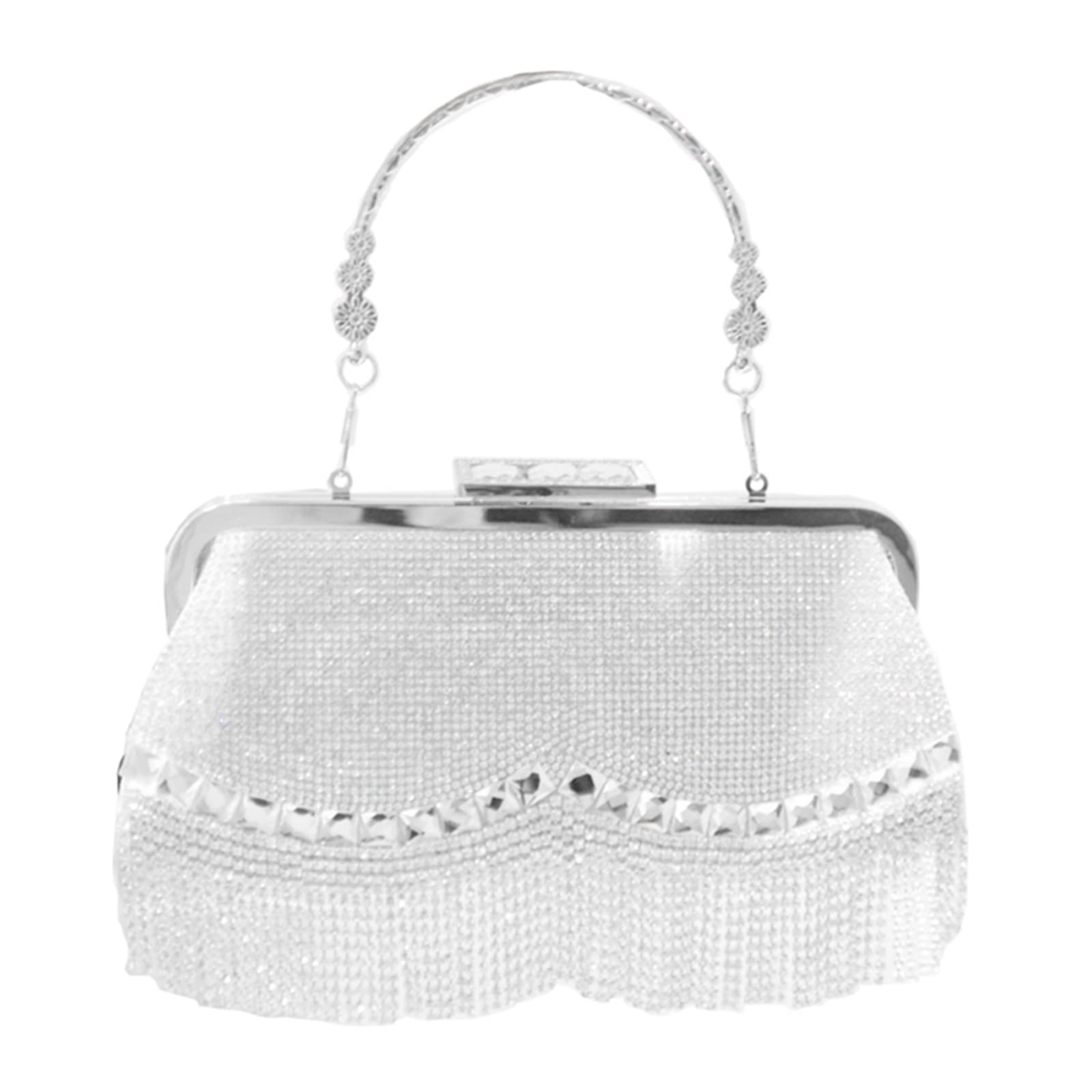 ohodhmnu Damen Tragetasche, Abendtasche für Damen, goldfarben, Retro-Taschen, Kristallperlen, für Crossbody-Tasche, Hochzeit, Party, Brautschmuck, silber, D