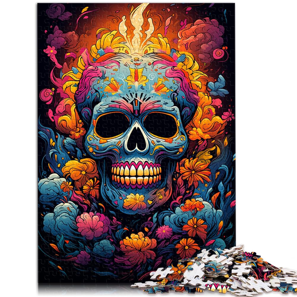 Puzzle | Puzzles Bunter Psychedelischer Fantasy-Totenkopf für Erwachsene, 1000-teiliges Puzzle, Holzpuzzle, Künstlersammlung, Bildende Kunst, 1000 Teile (50 x 75 cm)