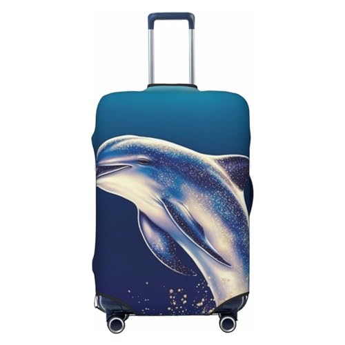 CSGJMYGS Glitzernde Delfin-Gepäckabdeckungen für Koffer, waschbar, modisch, dehnbar, kratzfest, passend für 45,7 - 81,3 cm Gepäck, XL, Schwarz, XL, Schwarz , XL