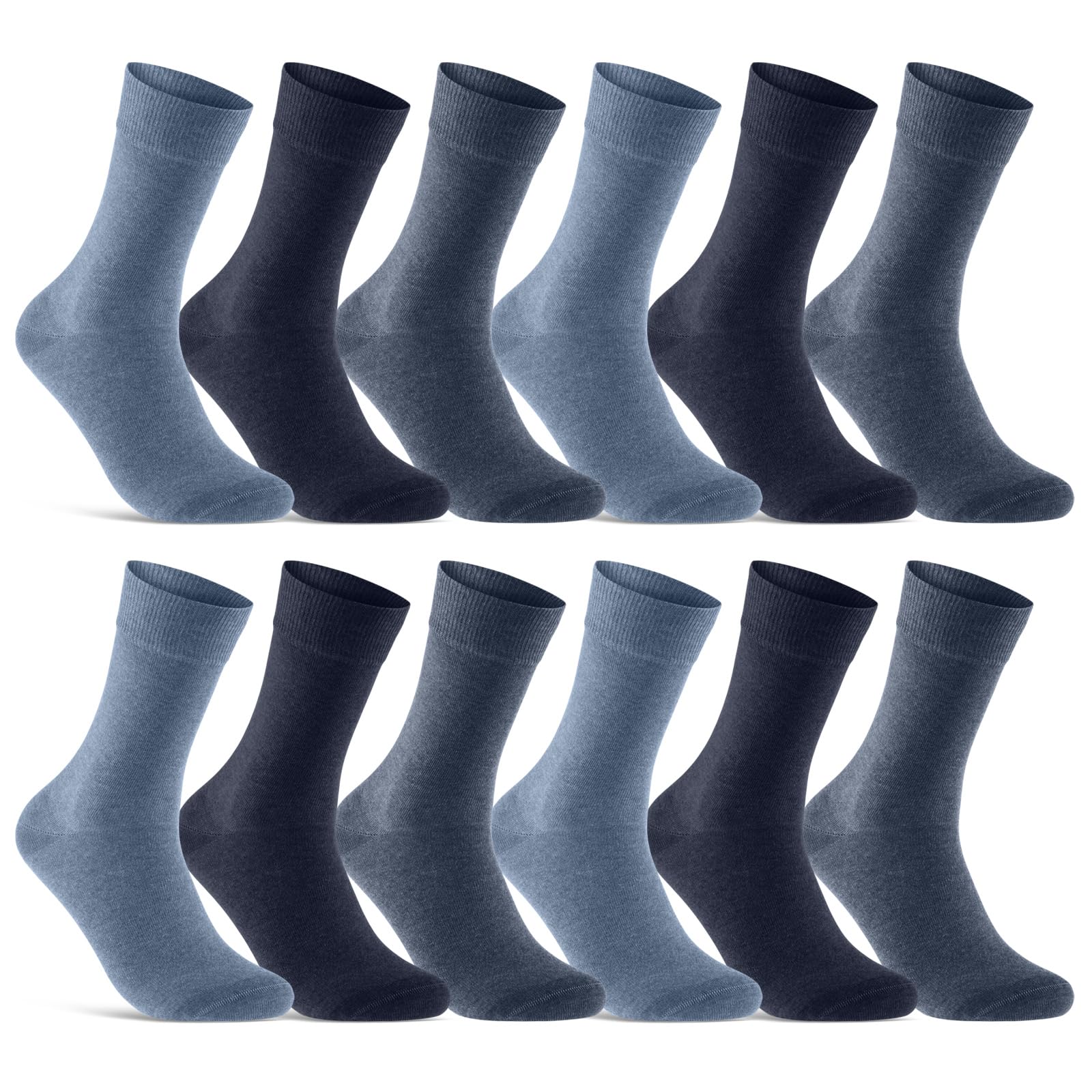 6 | 12 | 24 Paar Socken Damen Herren Business Socken Baumwolle 10700 (Jeans Blau Navy 12 Paar 39-42)