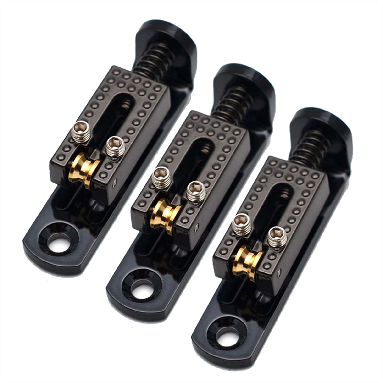 3 String Solo Single Guitar Bridge mit Schraube für 3 Saiten Gitarre Cigar Chrome-Gold-Schwarz Gitarrebrücke(A Black)