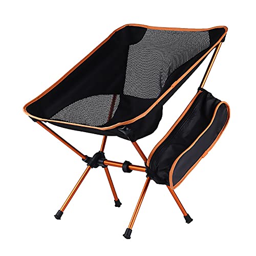 Kabxhueo Camping Stuhl Ultraleichte tragbare Klappstühle mit Tragetasche Klappbar, Ultraleicht, Kleines Packmaß, 150kg Gewichtskapazität für Outdoor, Zelten, Picknick, Wandern,Orange