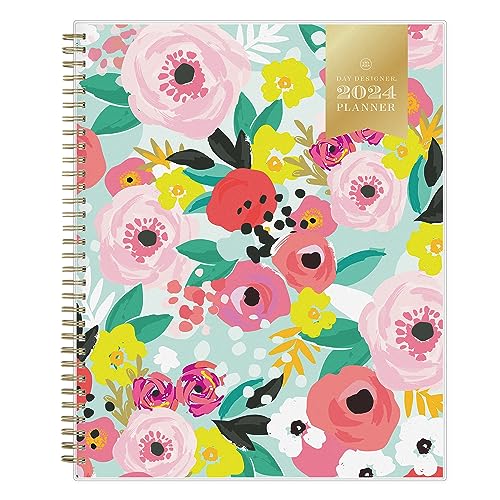 Day Designer for Blue Sky 140101-24 Wochen- und Monatsplaner 2024, 21,6 x 27,9 cm, mattierter Einband, Spiralbindung, Secret Garden Mint