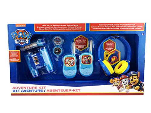 Paw Patrol | Adventure & Music Gift Set. Volume Friendly Headphones, Push to Talk Walkie Talkies, Compass, Flashlight and Binoculars