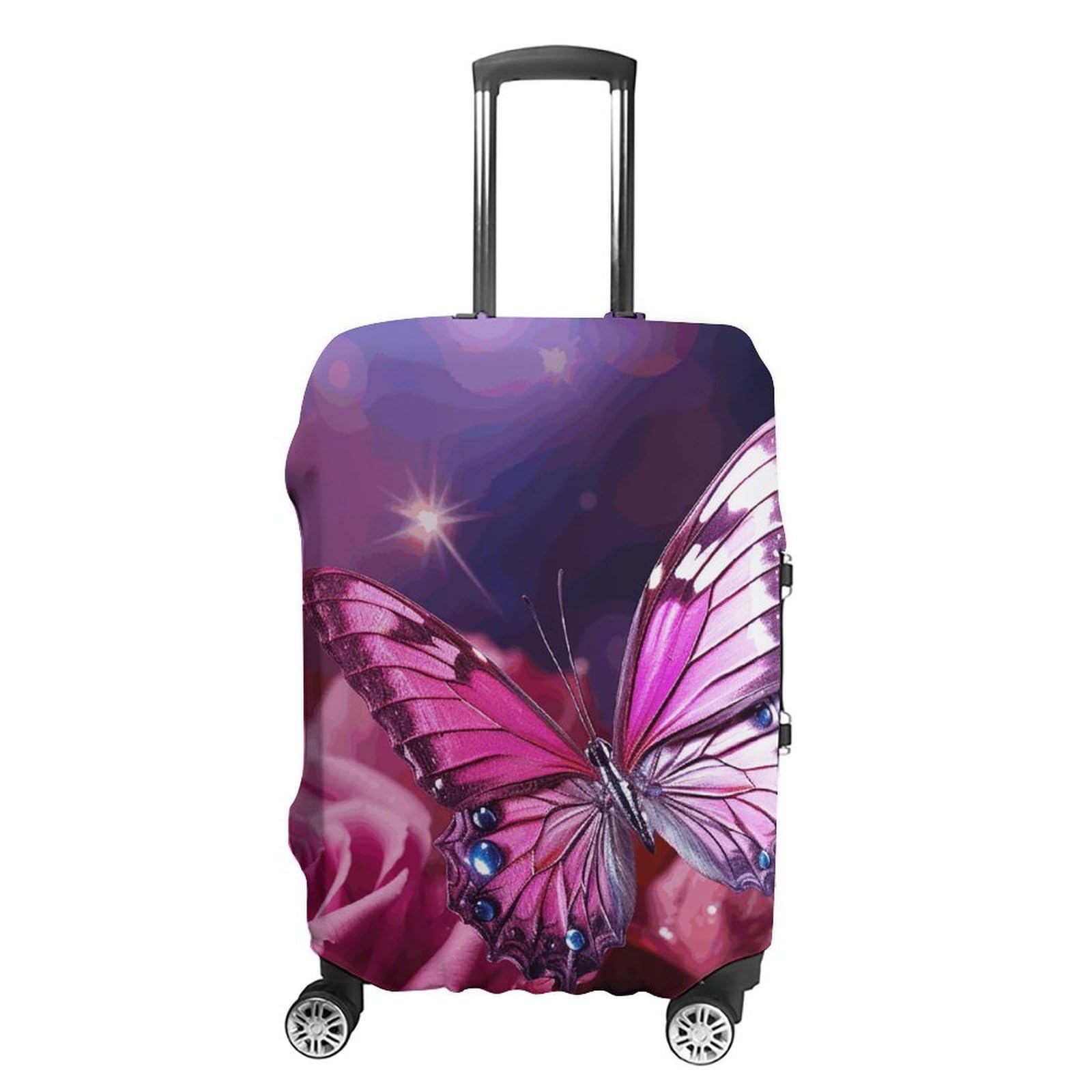 CSGJMYGS Reisegepäckabdeckung, elastisch, waschbar, modisch, kratzfest, rosa Schmetterling, Koffer-Schutz, passend für 45,7 - 81,3 cm Gepäck, rosa Schmetterling (Pink Butterfly), L