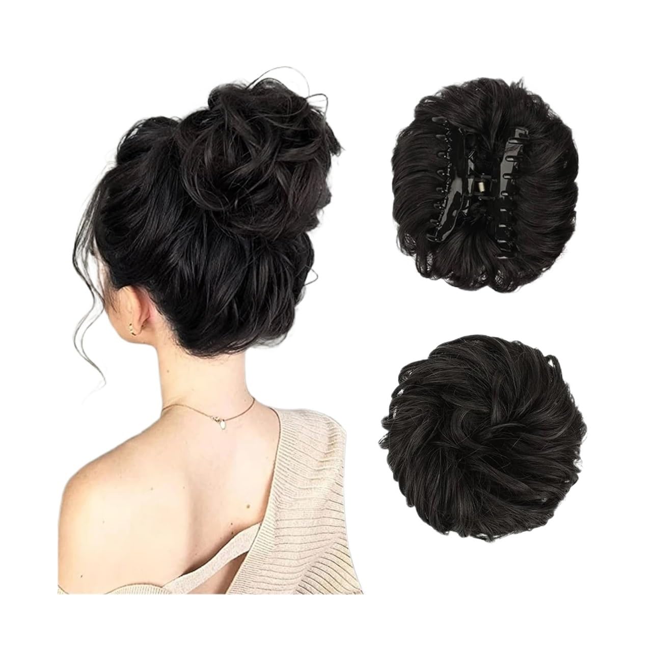 Haarteil Synthetischer Haarknoten, Clip-in-Chignon-Haarteil, lockiges, unordentliches Haar, Pferdeschwanz-Haarverlängerungen, Scrunchie-Haarteile for Frauen Haarverlängerung(T1B/613)