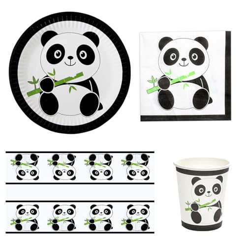 CYILPR Cartoon Pandas Geschirr Dekorationen Elegant Geburtstag Party Supplies Für Frauen Einzigartiges Zubehör Für Geburtstage Partys