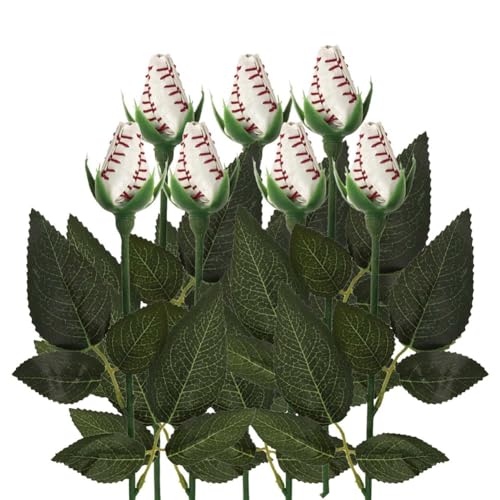 Pluuttiem Softball-Rose, Sport-Lederrose, Handgefertigte Künstliche Softball-Blumen, Geschenk für Softball-Mütter, Fans, Team-Abschlussfeier, B