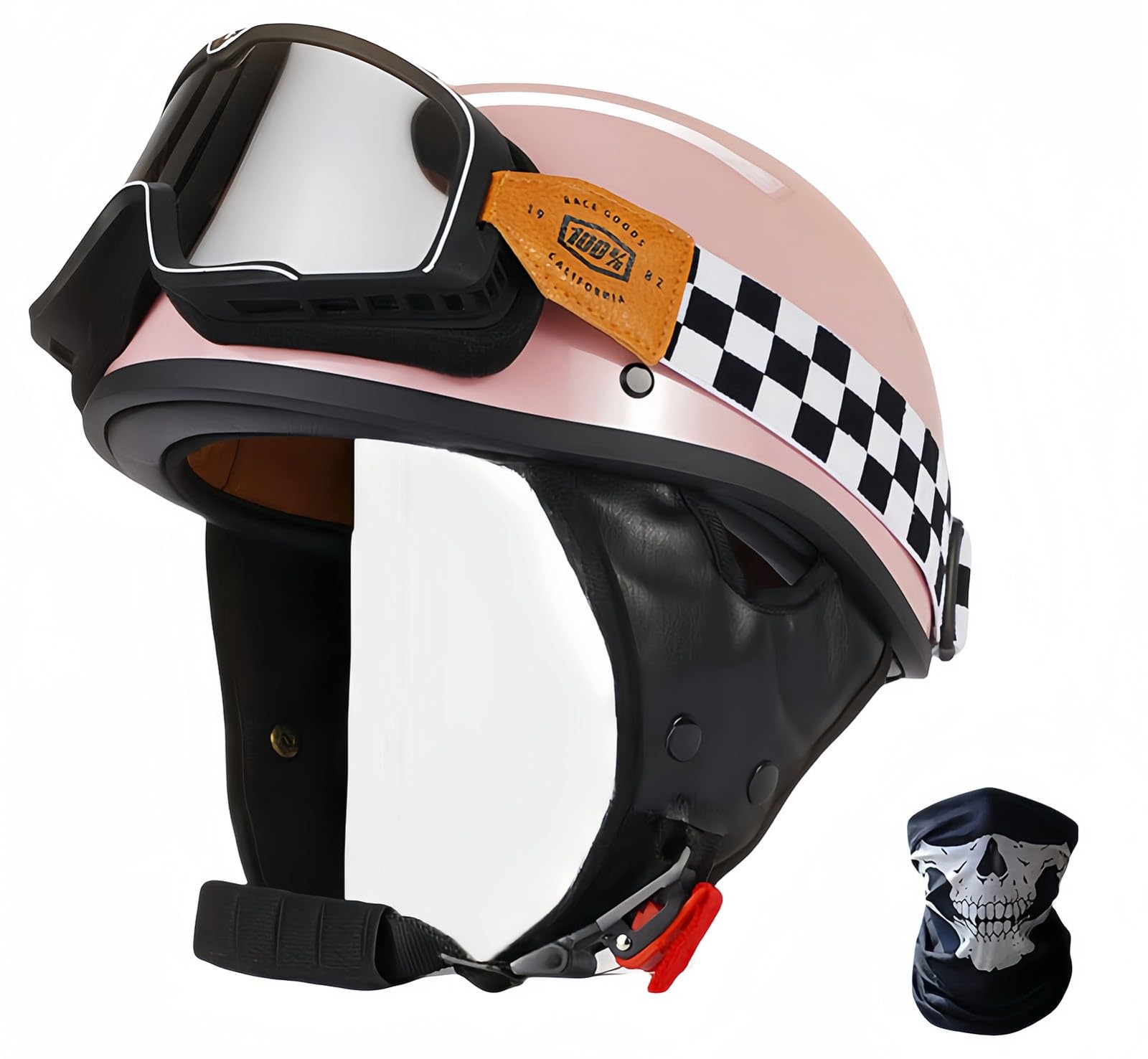 Motorrad-Jet-Helm, Roller-Helm, Vintage-Halbhelme Mit Schutzbrille, Retro-Halb-Motorradhelm Für Erwachsene Männer Und Frauen, Vintage-Jethelme, DOT/ECE-Geprüft A,XL59-63CM