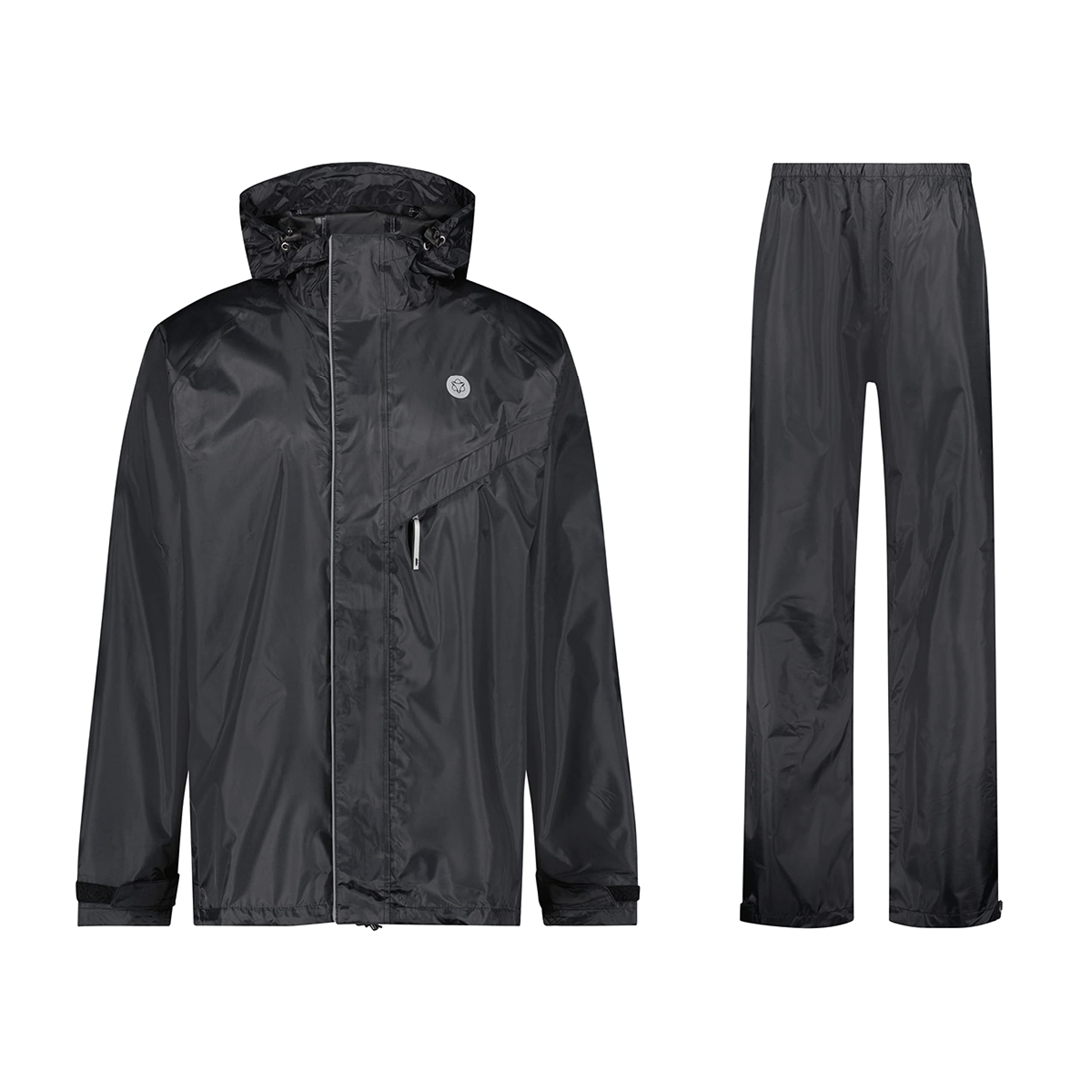 AGU Essential Passat Regenanzug, Regenkleidung Fahrrad Herren & Damen, Wasserdicht & Reflektierend, 100% Recyceltes Polyester, Unisex - L - Schwarz