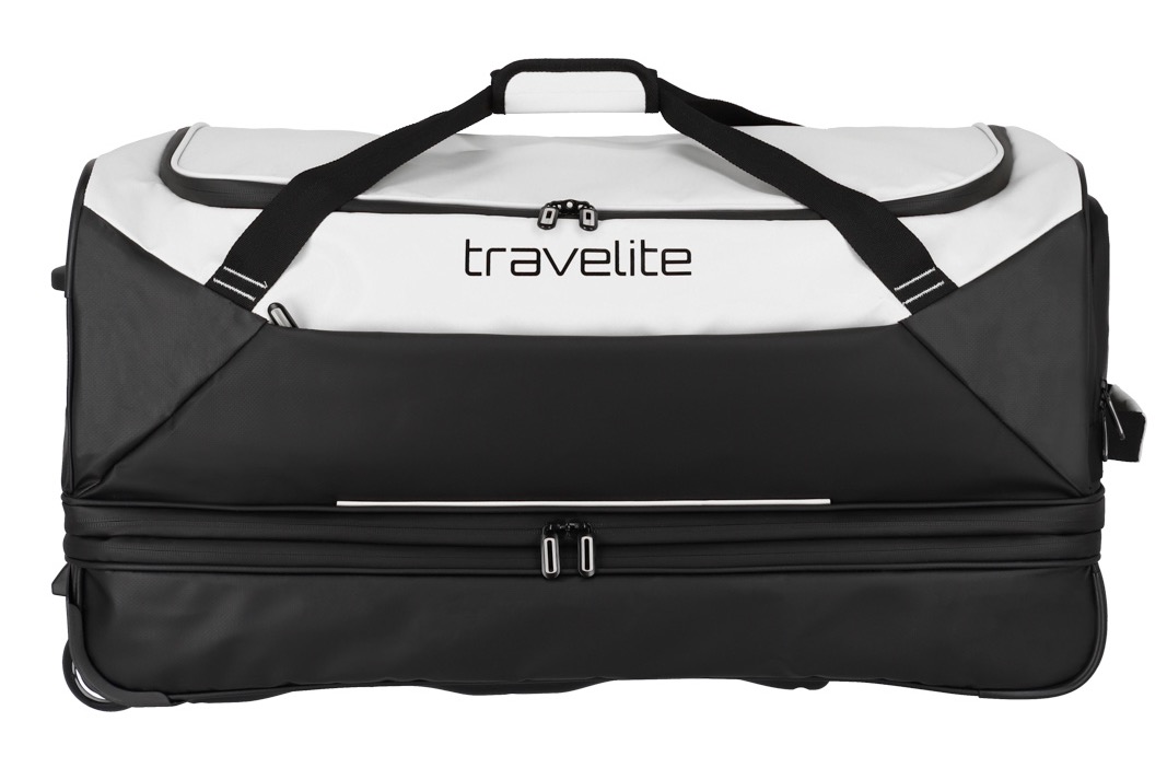 travelite Trolley Reisetasche mit Rollen aus wasserabweisendem Material, Basics Weichgepäck Rolltasche mit Dehnfalte, 70 cm, 98-119 Liter