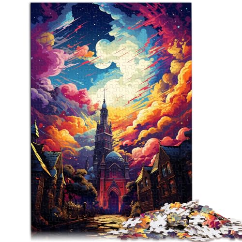 Puzzle-Geschenk „Die farbenfrohe Psychedelie der wunderschönen Heimatstadt“, Puzzle 1000 Teile für Erwachsene, Holzpuzzle, tolles Geschenk für 1000 Teile (50 x 75 cm)