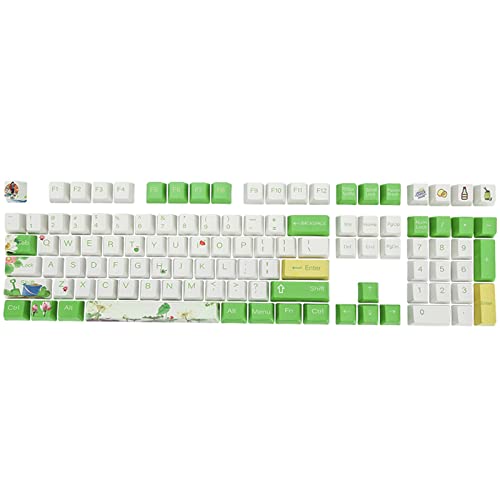 Ukbzxcmws Blumen Tastenkappen Farbstoffsublimation OEM Profil Für MX Schalter DZ60 GK61 SK61 108 Tasten Mechanische Tastatur Tastenkappen PBT Tastenkappen Tastenkappe OEM Profil DYE SUB Englisch