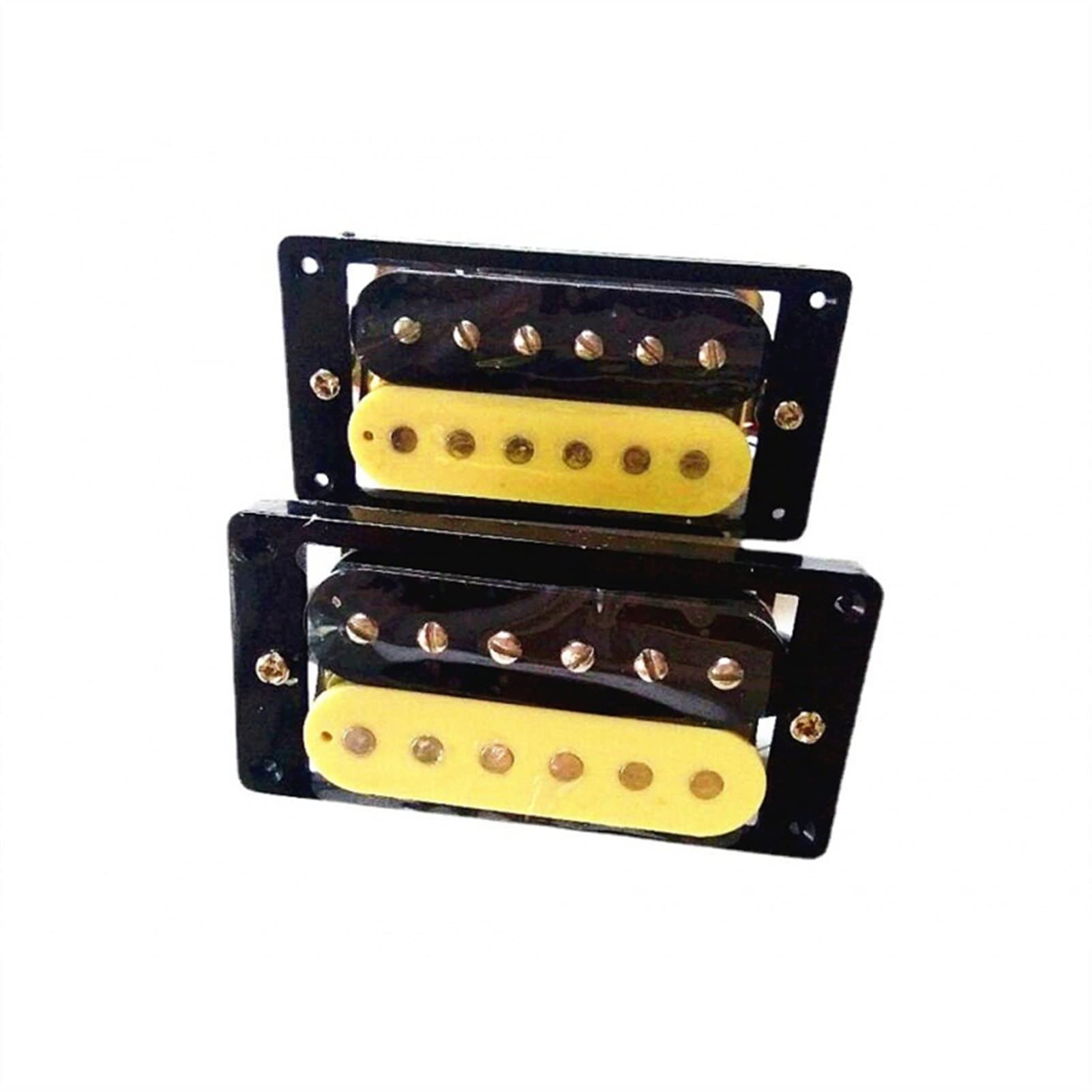 ZENGXUE Gitarre Pickup Doppelspule E-Gitarre-Pickup Schwarzer Gelb-Pickup Schwarzer Rahmen Schwarz Gelb Humbucker Tonabnehmer Set