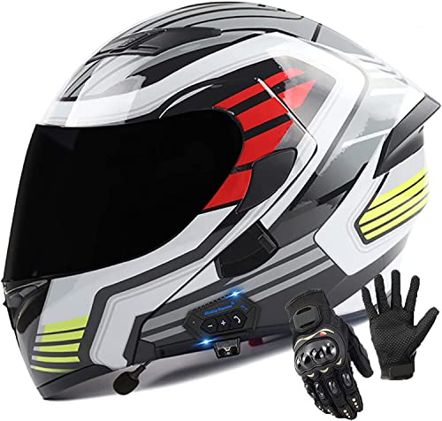 Klapphelme Modularer Helm Mit Bluetooth-Headset Und Dual Visier Motorradhelm,DOT ECE Genehmigt Integralhelm Helm Motorradhelm Atmungsaktiv Und Warm Für Erwachsene Männer Women