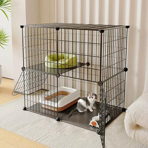 Großer abnehmbarer Katzenkäfig Laufstall für Innen Innen mit Tablett/Rädern/Hängematte, Innen-Catio-Außen-Katzengehege, Käfige, Hausbalkon, Katzenlaufstall for Critter Nation Cage