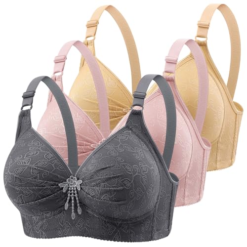 3er Pack BH Damen ohne Bügel Nahtloser Bra Push Up BHS Sexy Starker Halt Große Brüste Klassische Bustier Soft Bequemer Bralette Fitness Dessous Crop Top für Alltag