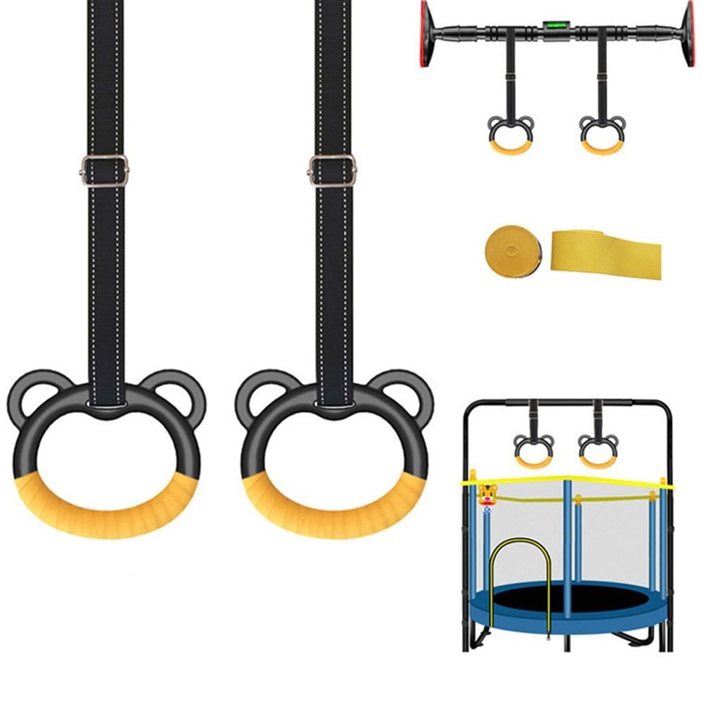 Gymnastik Ringe,Suspension Trainer System, Turnring mit verstellbaren Riemenschnallen, for den Innenbereich, Fitness, Gymnastikringe, rutschfest, belastbar bis 200 kg, Übungsringe(Belt Length 2M)