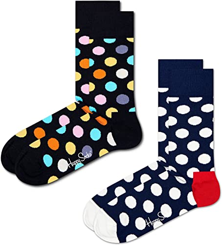 Happy Socks Unisex 2-pack Classic Big Dot, Schwarz, 41-46 EU