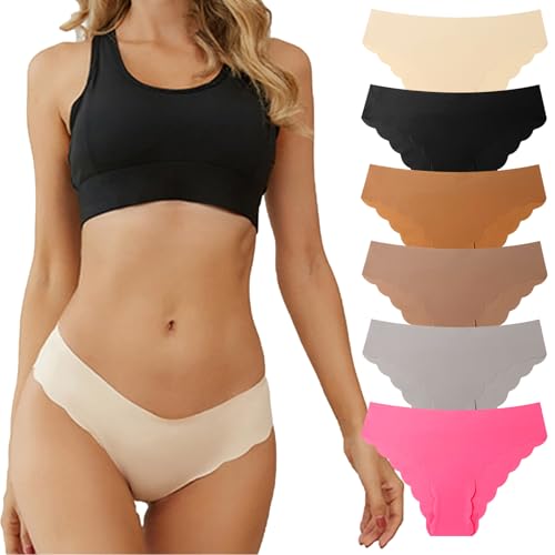 CSHE Unterhosen Damen 6er Pack Seamless Slips Nahtlos Hipster Sexy Panties Damen Unterwäsche Underwear Weich Unterhose Mehrpack S-XL