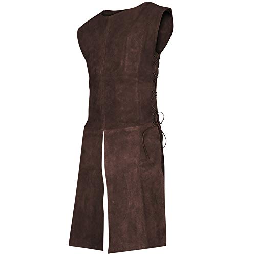 MYTHOLON Justus Waffenrock Wildleder kurz, Verkleidung Mittelalter Herren, LARP, braun, M