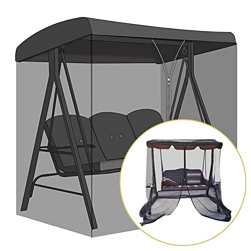 AMZCOM Hollywoodschaukel Moskitonetz, Outdoor Gartenschaukel Moskitonetz Schwingstuhl Moskitonetz, Mobiler Camping Moskitonetz mitReißverschluss, Moskitonetz für Gartenpavillon,185x125x205cm