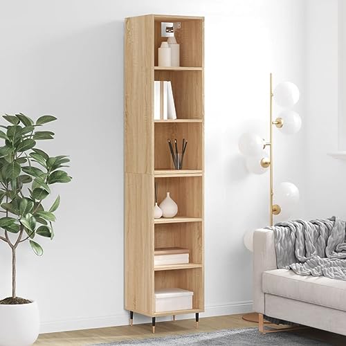 Highboard Sonoma-Eiche 34,5x32,5x180 cm Holzwerkstoff,Elegantes Highboard Stilvoller Stauraum für dein Wohnzimmer