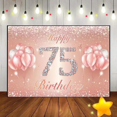 Alles Gute zum 75. 80. Geburtstag Hintergrund für Fotografie König Foto Prinzessin Hintergrund Smash Kuchen Exquisiter Photocall Golden Rot 240X180cm