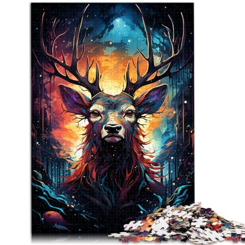 Puzzle zum Verschenken, Fantasie-Puzzle mit farbenfrohem, psychedelischem Hirsch | Puzzle 1000 Teile für Erwachsene, Holzpuzzle, tolles Geschenk für | Spiele 1000 Teile (50 x 75 cm)