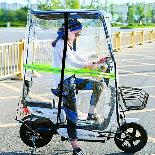 Universal-Regenschutz Für Elektro-Fahrräder, Vollständig Geschlossener Transparenter Vorhang Für Motorroller, Sonnenschutz-Regenschutz Für Mobilitätsroller (Ohne Rückspiegel, Schwarz)