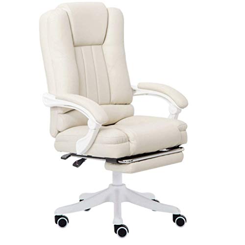 Chaise Bürostuhl mit Fußstütze, Home Office PC Schreibtisch Computer Racing Executive Stuhl, Ergonomischer Drehbarer 145° geneigter Lederstuhl Verstellbar mit Klapp- und Kopfstützenkissen Armlehnen,A