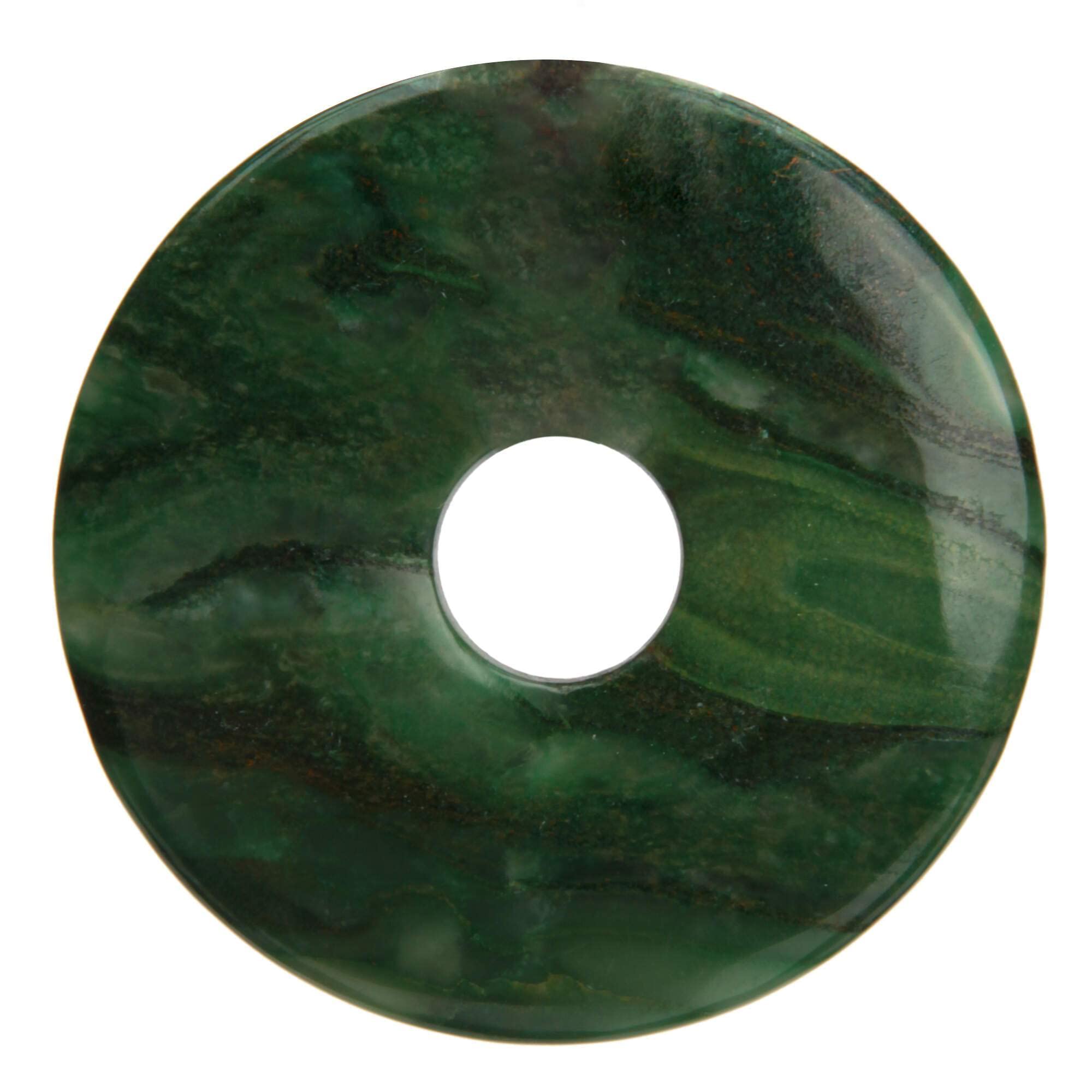 Edelstein Donut für Halsketten 3x3 cm aus 100% natürlichem Naturstein (Prasem (afr. Jade))