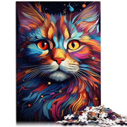 Puzzles für Erwachsene, farbenfrohe exotische Katzen mit Sternenhimmel, Puzzles für Erwachsene, 1000 Puzzles, Holzpuzzles, ganze Familie, 1000 Teile (50 x 75 cm)