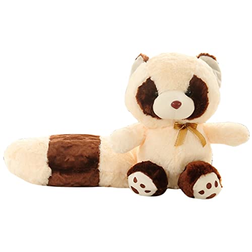 DANAIM Simulation Waschbär Plüsch Spielzeug Puppe Schöne Lange Schwanz Waschbär Stofftier Weiche Weiß Kleine Waschbären Hause Dekoration Geschenke for Kinder(Beige,48cm)