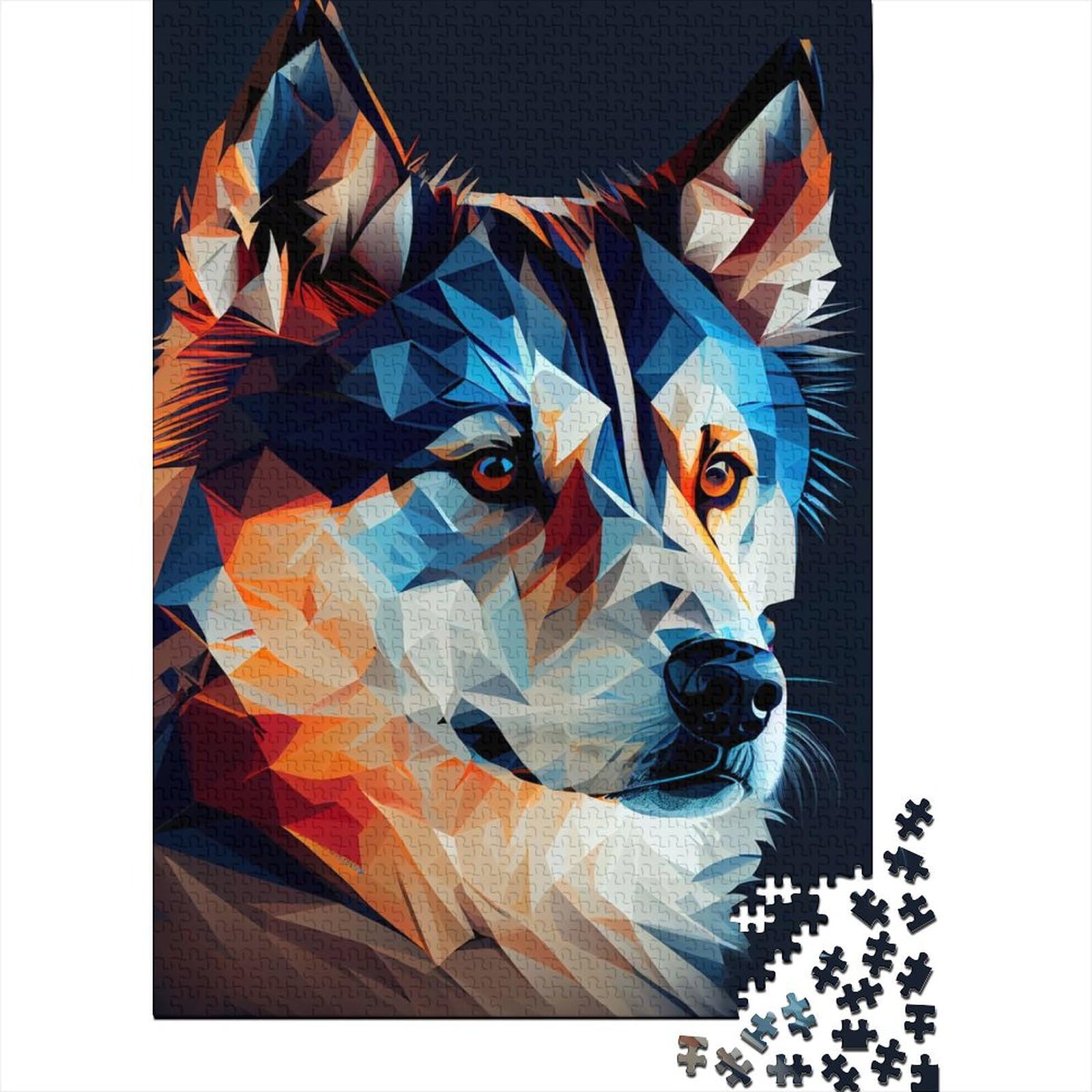 500 große Teile Puzzle für Erwachsene Husky Abstraktes Holzpuzzle Puzzles Puzzles für Erwachsene Teenager Schwierige, Schwere Puzzles 20,47 x 14,96 Zoll