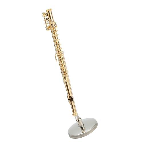 Ornamente für Musikinstrumente Miniaturflötenmodell Aus Kupfer Mit Ständer Und Koffer, Mini-Musikinstrumentenmodell, 11 Cm