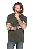 JP 1880 Herren Basic-Henley T-Shirt 1/2, Dunkel Oliv, 6XL