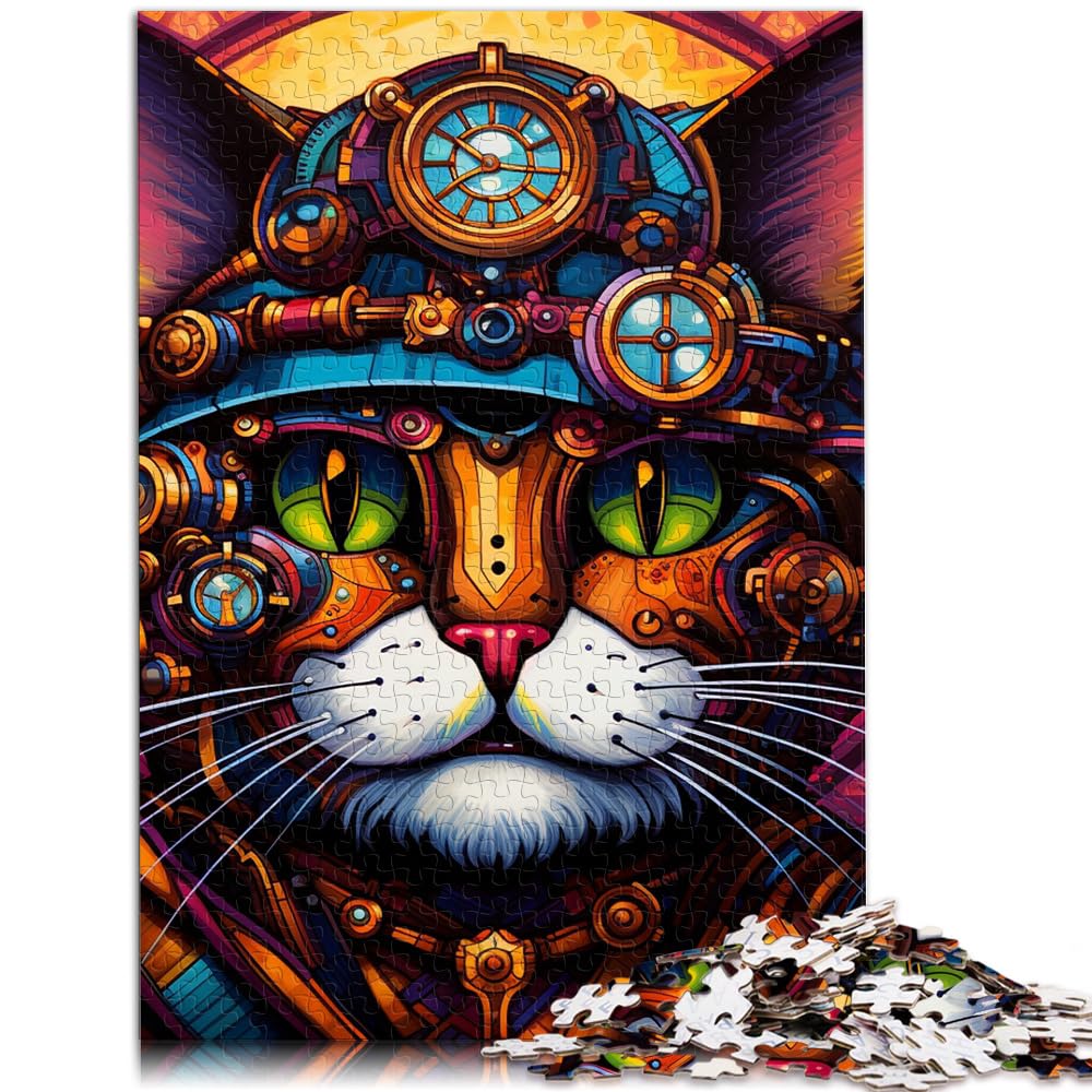 Puzzlespiel „Futuristische Katze“, 1000 Teile, Holzpuzzle, Lernpuzzle, jedes Teil ist einzigartig – anspruchsvolles, unterhaltsames Spiel für die ganze Familie (50 x 75 cm)