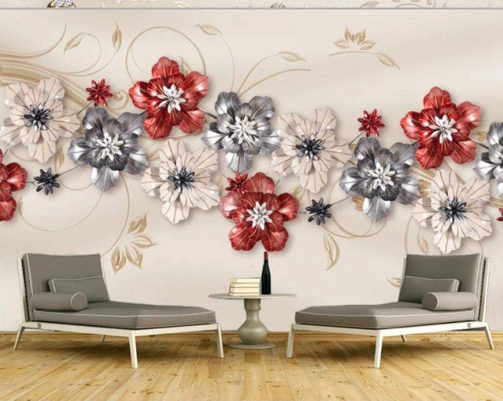 Schmuck & Blumen 3D Tapete Poster Restaurant Schlafzimmer Wohnzimmer Sofa TV Dekorative Wand-300cm×210cm