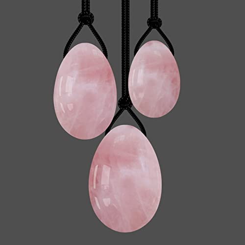 Rosenquarz-Ei-Set, Übungs-Ei, natürlicher rosafarbener Kristallstab, Massageball, gebohrtes Ei, keine Box Steinkristall-Reiki (Color : Pink)