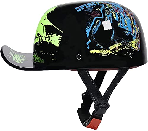 Retro Motorrad Halbhelme,Baseball Cap Light Retro Motorradhelm Jethelme Für Männer Und Frauen,DOT ECE-Zertifizierung,Cruiser Elektroroller Chopper Moped Schädelkappe Half Shell Helm