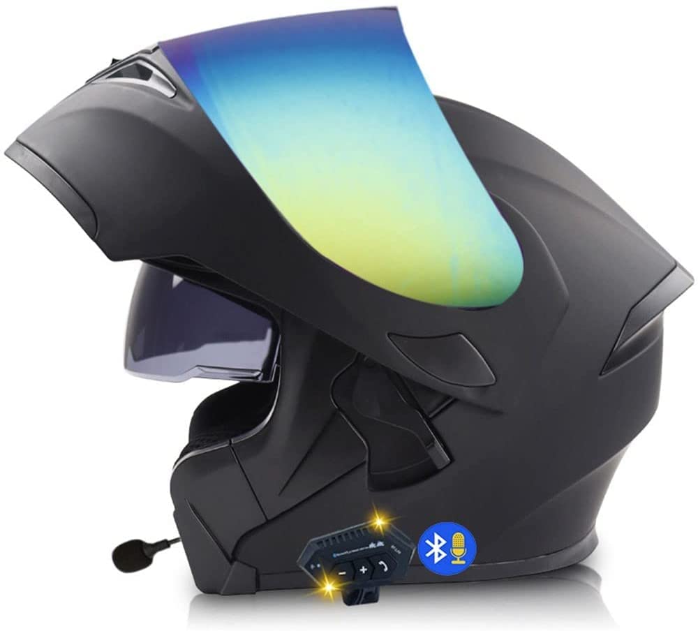 Klapphelm Motorradhelm,Bluetooth Integralhelm,Mit Doppelvisier, ECE Genehmigt,30m Bluetooth-Gegensprechanlage,Intelligente Geräuschunterdrückung,Wasserdicht,Ganzjährig Verfügbar