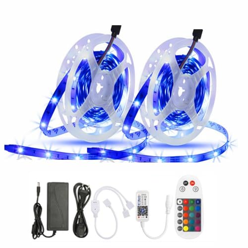 Bluetooth LED Strip 10m RGB, LED Streifen 10m 300 LEDs 5050 RGB, Bluetooth LED Streifen 12V 2 * 5m mit Fernbedienung, für Zuhause, Party, Raumdekoration