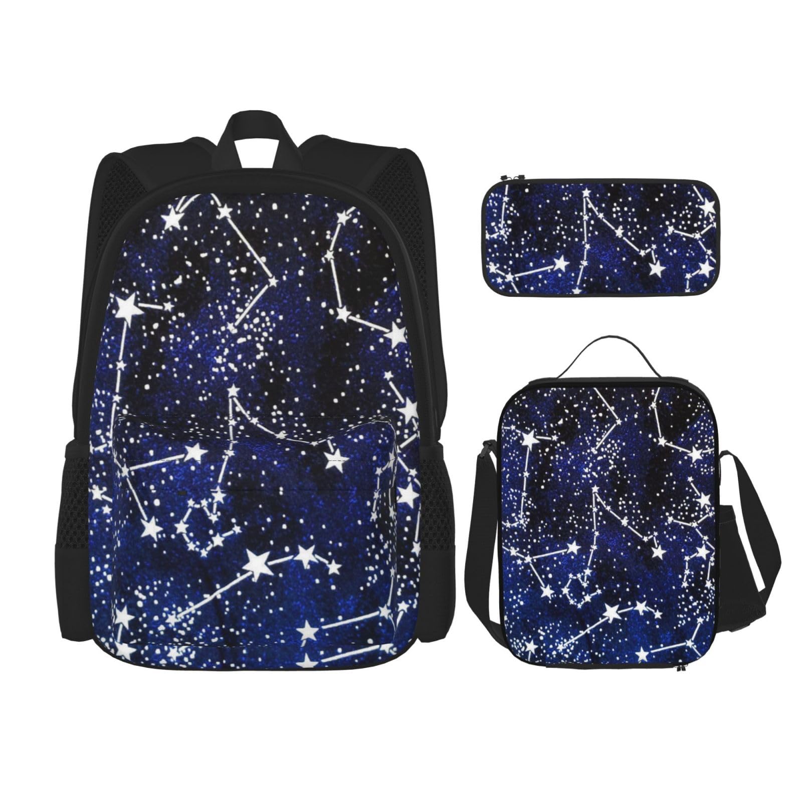 Mehrzweck-Schultasche mit niedlichem buntem Hundepfoten-Design, mit passendem Federmäppchen und Lunch-Tasche, stilvolle All-in-One-Lösung, Glow in the dark, Einheitsgröße