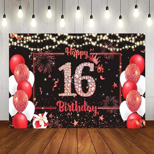 Süß Alles Gute 16. Geburtstag Party Fotografie Hintergrund Dekorationen Mädchen Blaugrün Silber Banner Hintergrund Poster Dekor Prinzessin 210X150cm