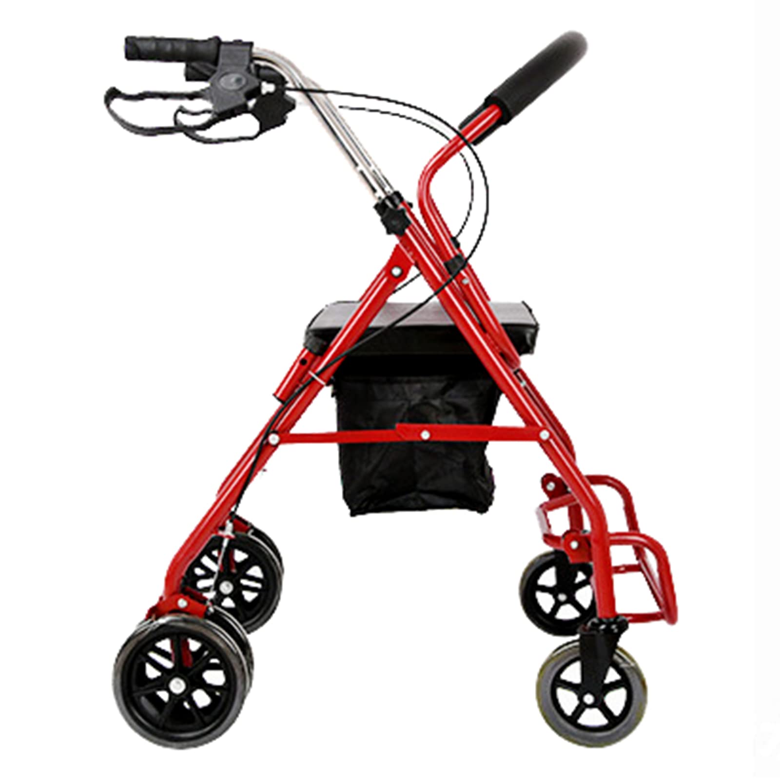 Mobility Walker Walker für Senioren, Gehrollator mit 4 Rädern, aufrechter Lauflernwagen mit Armlehnenstütze und Sitz, Gehhilfen für Behinderte und ältere Menschen für Einkaufen/Freizeitreisen, rot, B