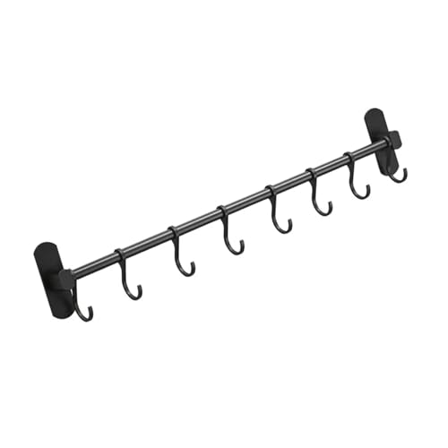 AQXYYWEI Küche Schiene Hängen Stange Lagerung Haken Geschirr Rack Regal Stanzen-freies Wand-montiert Up Haushalt(Black)