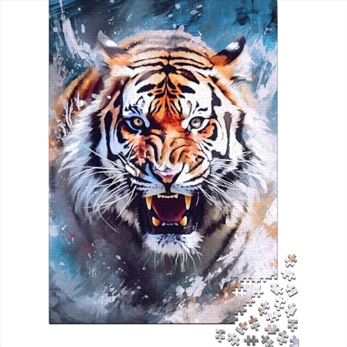 Puzzle 1000 Teile für Erwachsene, Tiger, Holzpuzzle für Erwachsene, Puzzlespiel, Spielzeug für Erwachsene, Familienpuzzle, Geschenk, 75 x 50 cm