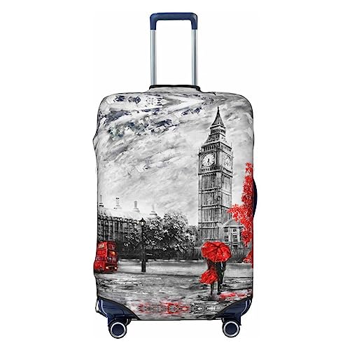 Miniks Red London Street Reisegepäckabdeckung, robuster Kofferschutz, passend für 45,7 - 81,3 cm große Gepäckstücke, Schwarz, Large