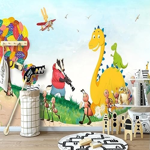 XLMING Frisches Rustikales Tier Cartoon Kinderzimmer 3D Tapete Home Dekoration Wohnzimmer Sofa Schlafzimmer Tv Hintergrund Wand-300cm×210cm